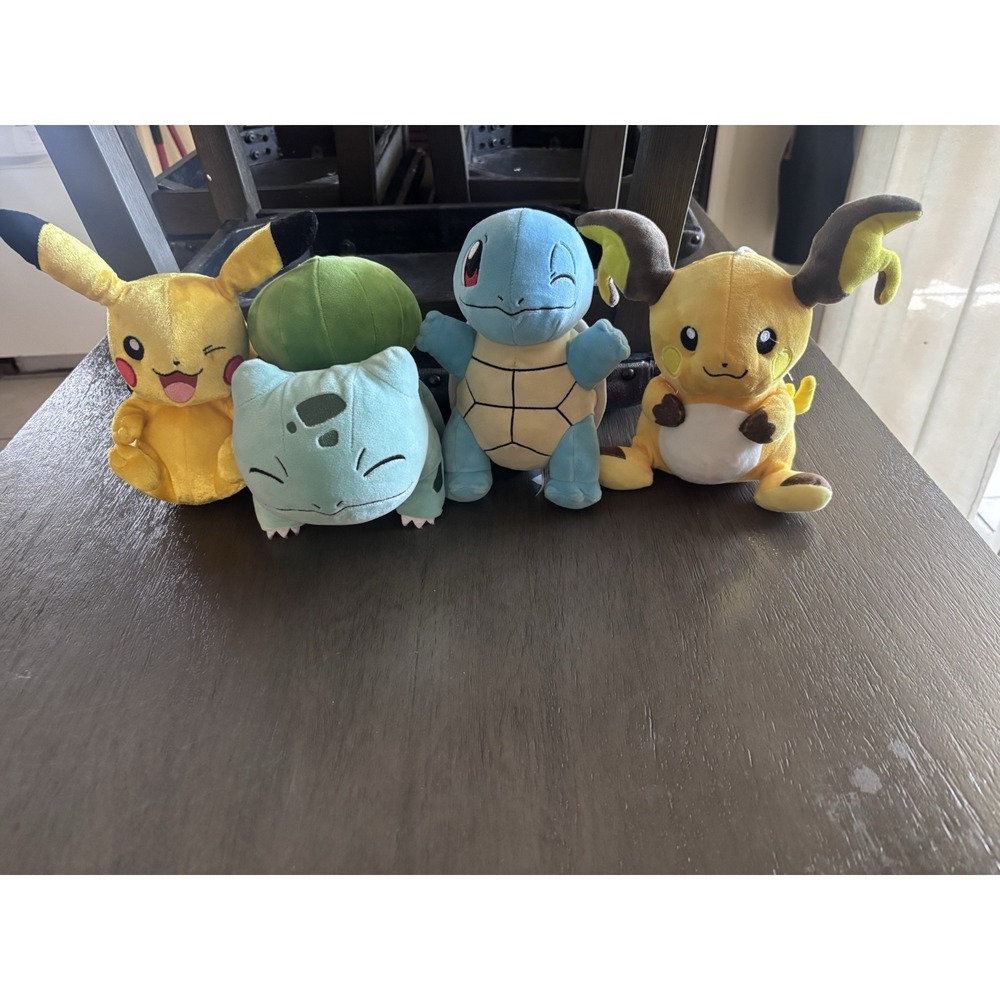 Pokémon Plush Lot 8in Pikachu Riachu Squirtle Bulbasaur Pre Owned
